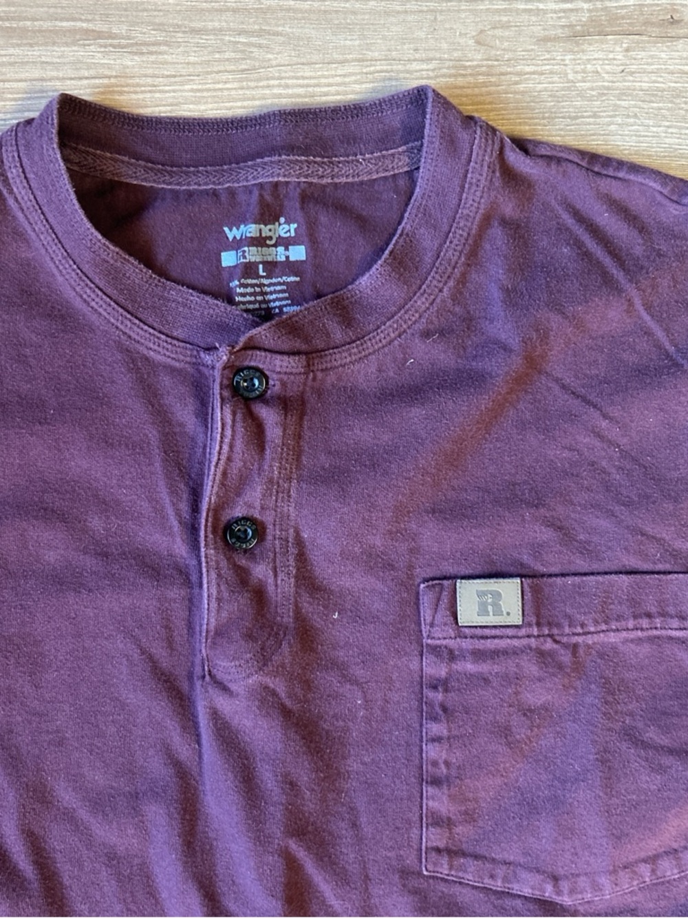 Wrangler Men's Henley Pocket Shirt - Plum